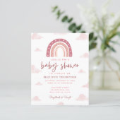 Budget Boho Pastel Pink Rainbow Clouds Baby shower (Staand voorkant)