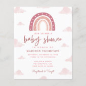 Budget Boho Pastel Pink Rainbow Clouds Baby shower (Voorkant)