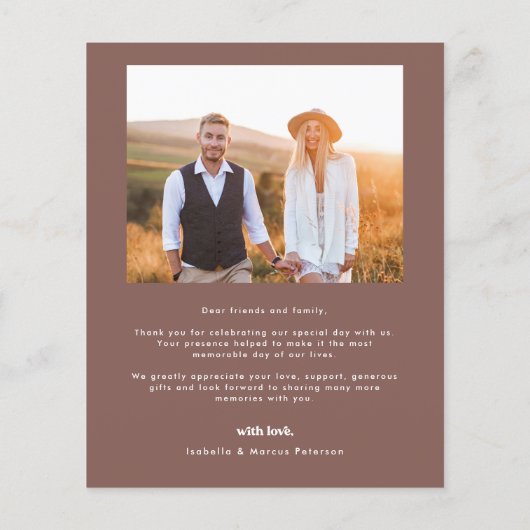 Budget Boho Photo Mariage Carte de remerciements (Dos)