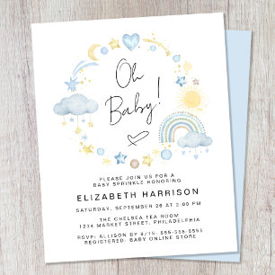 Budget Boho Rainbow Baby Boy Sprinkle Uitnodiging