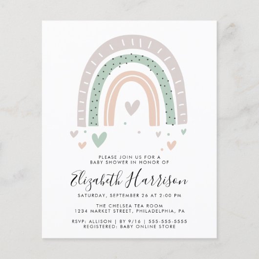 Budget Boho Rainbow Baby shower (Voorkant)