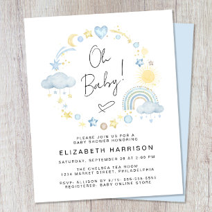 Budget Boho Rainbow Baby Shower Uitnodiging
