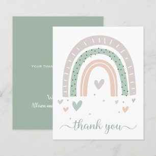 Budget Boho Rainbow Sage Green Carte de remercieme