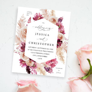 Budget Boho Roze Pampas Gras Bloemen Bruiloft Flyer