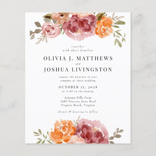 Budget Boho Rustic Floral Wedding Flyer (Voorkant)