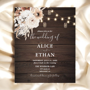 Budget Boho Rustic Neutral Flowers Wedding Flyer