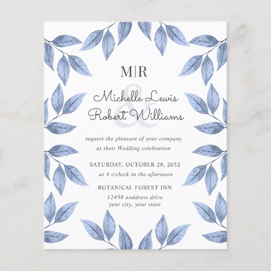 BUDGET Boho Rustique Dusty feuille mariage (Devant)