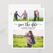 Budget Boho Script Foto Collage Save The Date (Voorkant / Achterkant)
