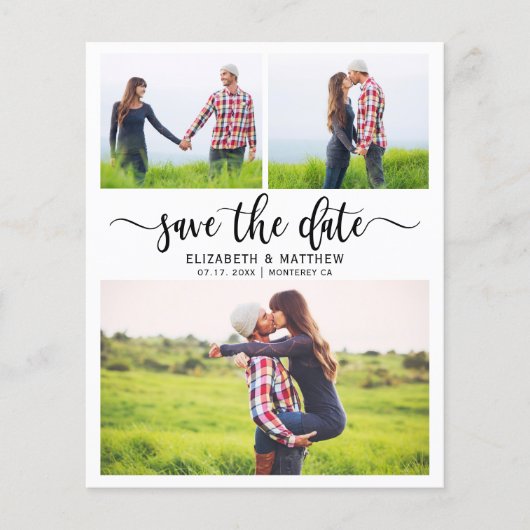 Budget Boho Script Foto Collage Save The Date (Voorkant)