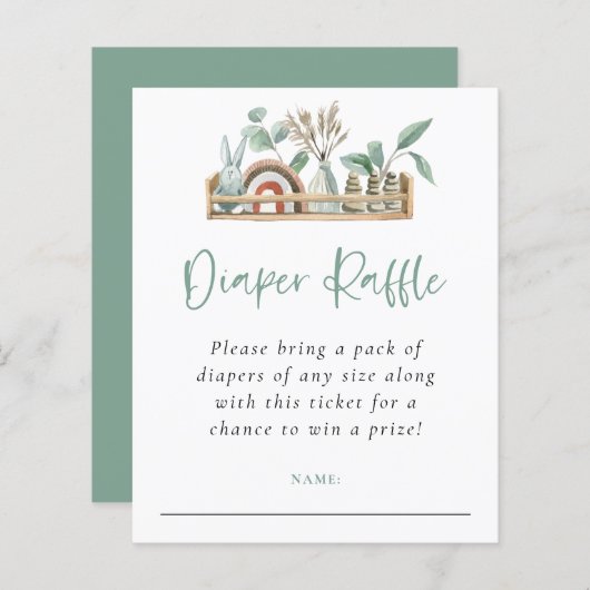 Budget Boho Shelf Toys Sage Diaper Raffle (Voorkant / Achterkant)