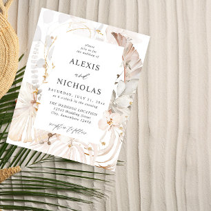 Budget Boho Strand Tropisch Beige Bloemig Huwelijk Flyer