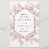 Budget Boho Sweet Sixteen Modern Blush Uitnodiging Flyer (Voorkant)