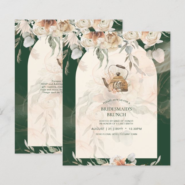 BUDGET Boho TEA PARTY Pampas Grass Vrijgezellenfee (Voorkant / Achterkant)