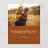 Budget Boho Terracotta Bruiloft Dank u Kaarten (Achterkant)