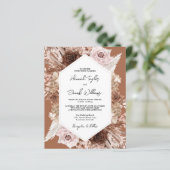 Budget Boho Terracotta Floral Wedding Uitnodiging (Staand voorkant)