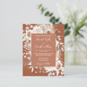 Budget Boho Terracotta Floral Wedding Uitnodiging (Staand voorkant)