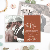 Budget Boho Terracotta Foto Bruiloft Dank u Briefkaart