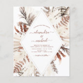Budget Boho Terracotta Pampas Gras Bruiloft  Flyer (Voorkant)
