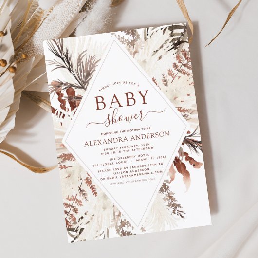 Budget Boho Terracotta Pampas Grass Baby shower