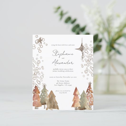 Budget Boho Trees Sterren QR Code Kerst Bruiloft (Staand voorkant)