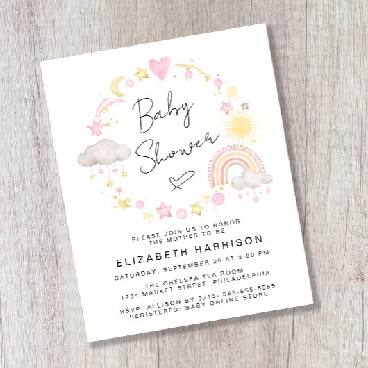 Budget Boho Waterverf Baby Girl Shower