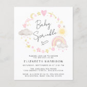 Budget Boho Waterverf Baby Girl Sprinkle Invite (Voorkant)
