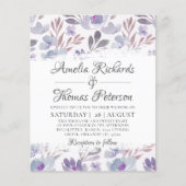 Budget Boho Waterverf Floral Wedding Uitnodiging (Voorkant)