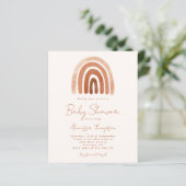 Budget Boho Waterverf Rainbow Baby shower Uitnodig (Staand voorkant)