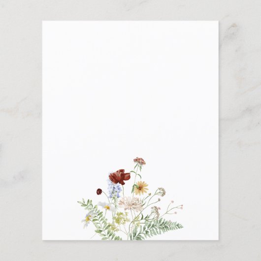 Budget Boho Wildbloemen Baby Brunch Uitnodiging (Achterkant)