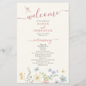 Budget boho wilde bloemen trouwprogramma flyer (Voorkant)