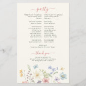 Budget boho wilde bloemen trouwprogramma flyer (Achterkant)