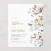 Budget Boho Wildflower Baby shower Uitnodiging (Voorkant)