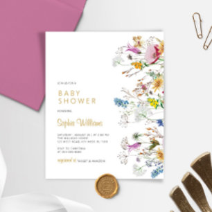 Budget Boho Wildflower Baby shower Uitnodiging