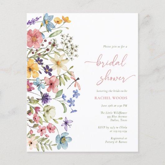 Budget Boho Wildflower Bridal Shower Flyer (Voorkant)