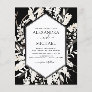 Budget Boho Zwart Beige Botanische Trouwdag Flyer