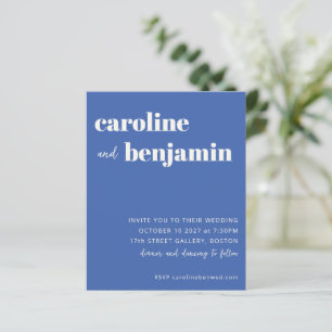 Budget Bold French Blue Moderne Wedding Invitation