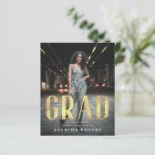 Budget Bold Gold Foil AFSTUDEERDER Foto aankondigi (Staand voorkant)