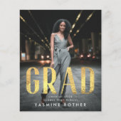 Budget Bold Gold Foil AFSTUDEERDER Foto aankondigi (Voorkant)