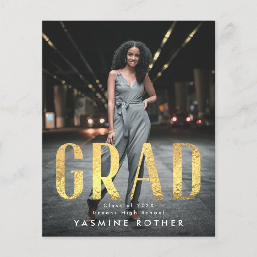 Budget Bold Gold Foil AFSTUDEERDER Foto aankondigi (Voorkant)