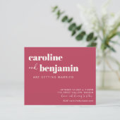 Budget Bold Magenta Modern Wedding Uitnodiging (Staand voorkant)