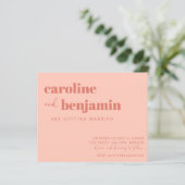 Budget Bold Peach Rust Chic Modern Wedding Invite (Staand voorkant)