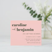 Budget Bold Pink Olive Green Chic Wedding Invite (Staand voorkant)