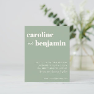 Budget Bold Sage Green Modern Wedding Invitation
