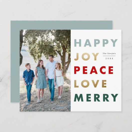 Budget Bold Type Photo Noël Carte (Devant / Derrière)