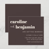 Budget Bold Warm Brown Chic Modern Wedding Invite (Voorkant / Achterkant)