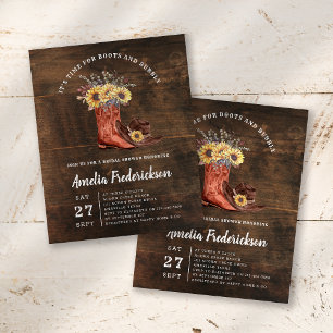 BUDGET Boots and Bubble Bridal Shower Invitation