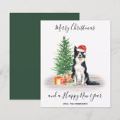 Budget Border Collie Dog Merry Kerstmis Kaart (Voorkant / Achterkant)
