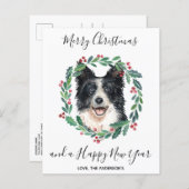Budget Bordure Collie Chien Joyeux Noël Carte post (Devant / Derrière)