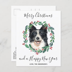 Budget Bordure Collie Chien Joyeux Noël Carte post