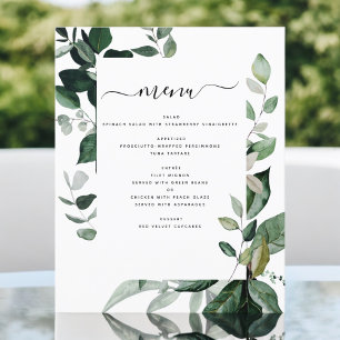 Budget Botanical Green Foliage Menu Mariage